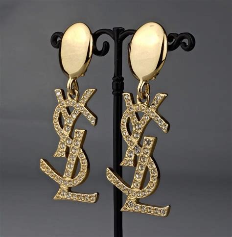 ysl diamond earrings|YSL rhinestone earrings.